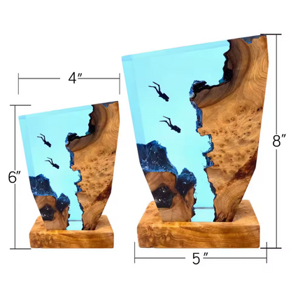 Dolphin and Divers Resin Lamp