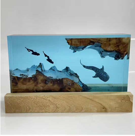 Whale and Divers Resin Lamps